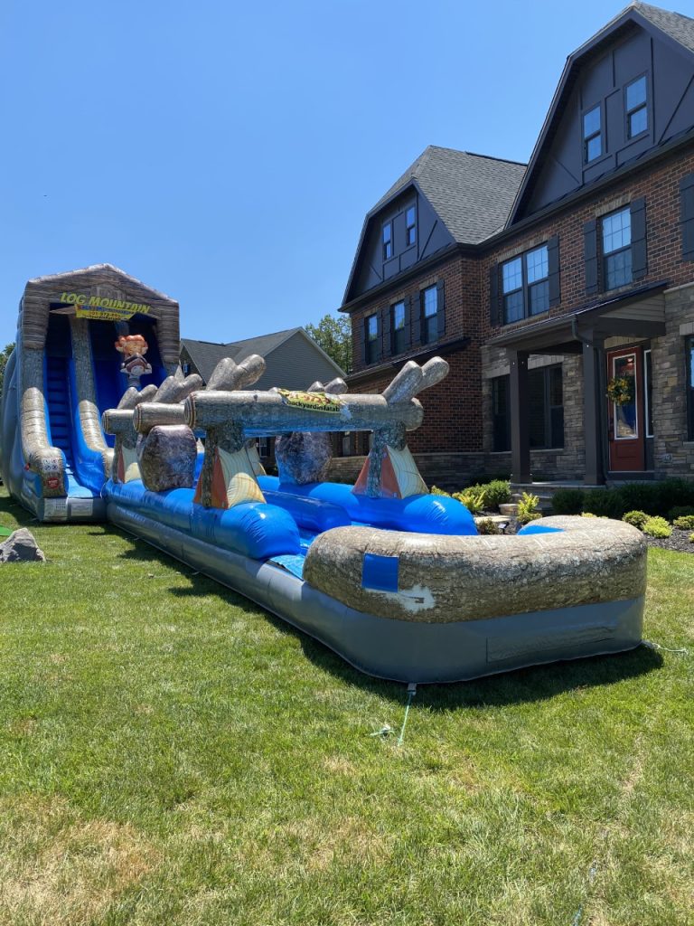 Log Mountain Dual Lane Water Slide Backyard Inflatables